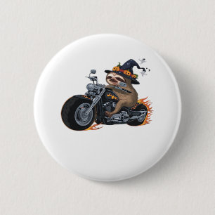 Spooky Sloth Motorcycle Ride Halloween Biker Fun C 6 Cm Round Badge