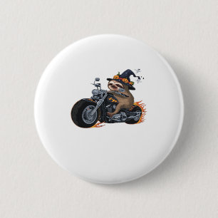 Spooky Sloth Motorcycle Ride Halloween Biker Fun C 6 Cm Round Badge