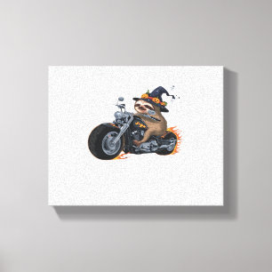 Spooky Sloth Motorcycle Ride Halloween Biker Fun C Canvas Print