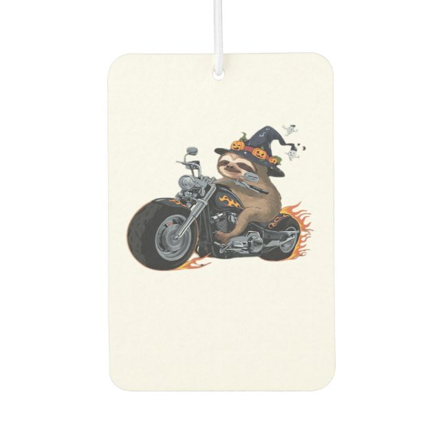 Spooky Sloth Motorcycle Ride Halloween Biker Fun C Car Air Freshener (Front)