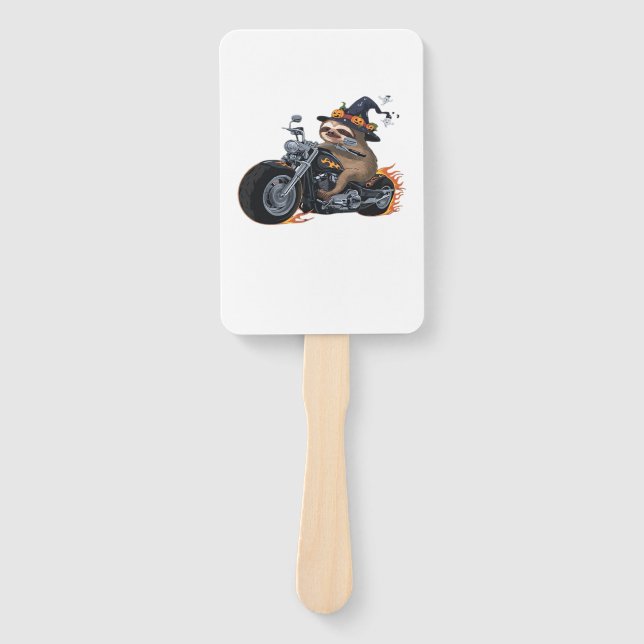 Spooky Sloth Motorcycle Ride Halloween Biker Fun C Hand Fan (Front)