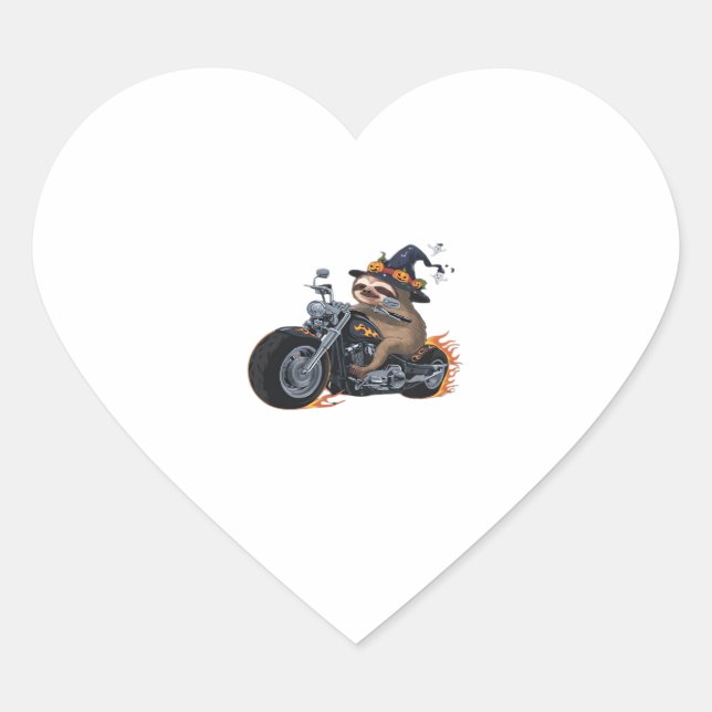 Spooky Sloth Motorcycle Ride Halloween Biker Fun C Heart Sticker (Front)