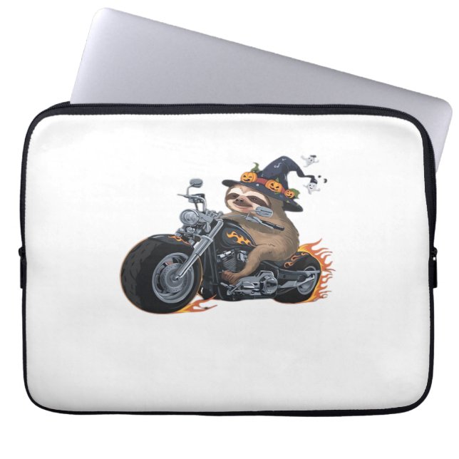 Spooky Sloth Motorcycle Ride Halloween Biker Fun C Laptop Sleeve (Front)