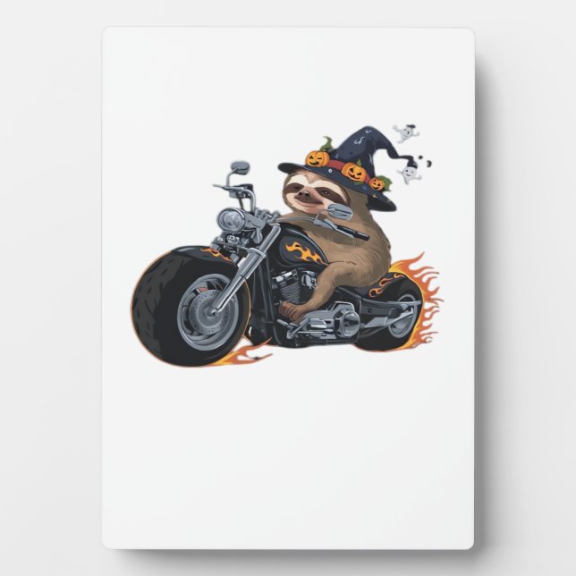 Spooky Sloth Motorcycle Ride Halloween Biker Fun C Plaque (Front)