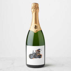 Spooky Sloth Motorcycle Ride Halloween Biker Fun C Sparkling Wine Label