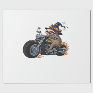 Spooky Sloth Motorcycle Ride Halloween Biker Fun C Wrapping Paper