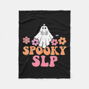 Spooky Slp Speech Language Pathologist Cute Ghost Fleece Blanket
