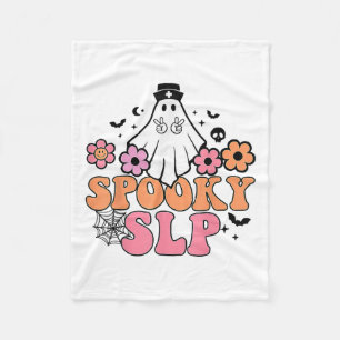 Spooky Slp Speech Language Pathologist Cute Ghost Fleece Blanket