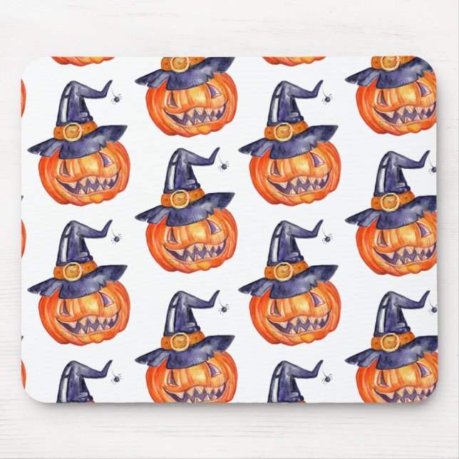 Spooky smiling Halloween pumpkin Mouse Pad (Front)