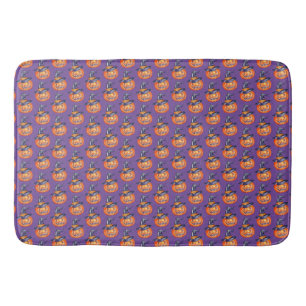 Spooky smiling Halloween pumpkin  Wrapping Paper Bath Mat