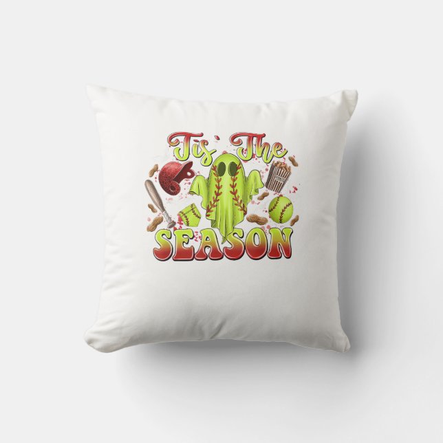 Spooky Softball Costume Funny Halloween Tis The Se Cushion (Front)
