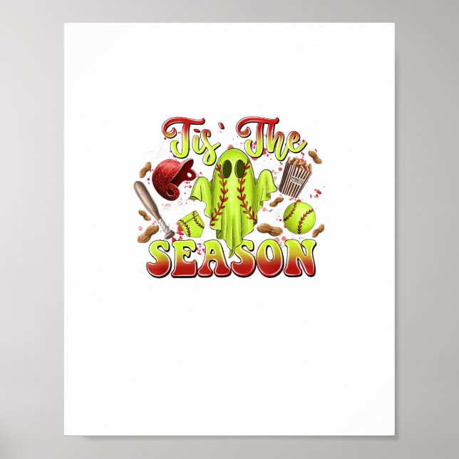 Spooky Softball Costume Funny Halloween Tis The Se Poster (Front)