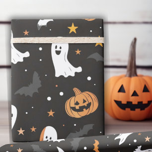 Spooky Spectres And Ghoulish Gourds Halloween Wrapping Paper