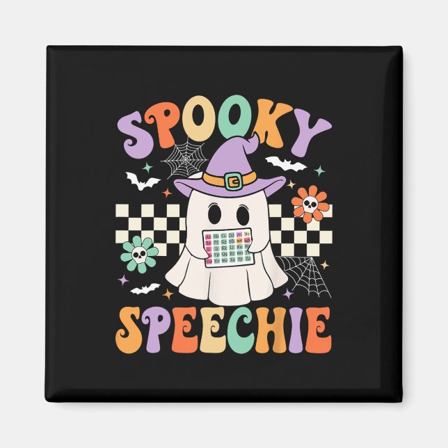 Spooky Speechie Speech Therapy Halloween Retro Slp Magnet (Front)