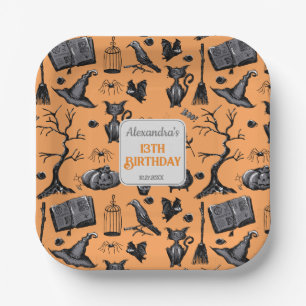 Spooky Spellbinding Halloween Birthday Party Paper Plate