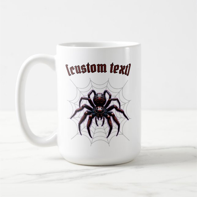 Spooky Spider –  Custom Text  Coffee Mug (Left)