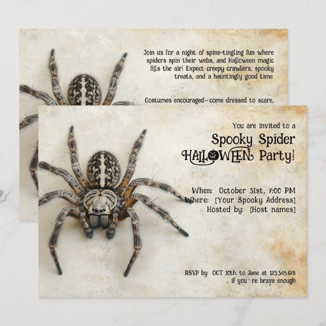 Spooky Spider  HALLOWEEN Party! Invitation (Front/Back)