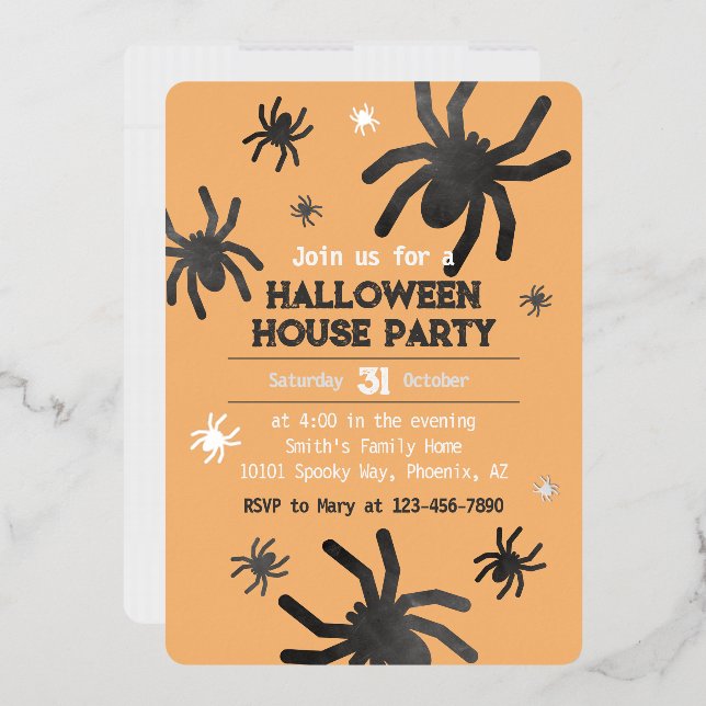 Spooky Spider Happy Halloween Party Invitation (Envelope)