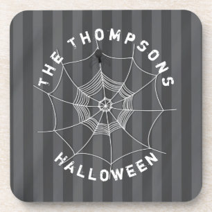 Spooky Spider in Spider Web Beverage Coaster
