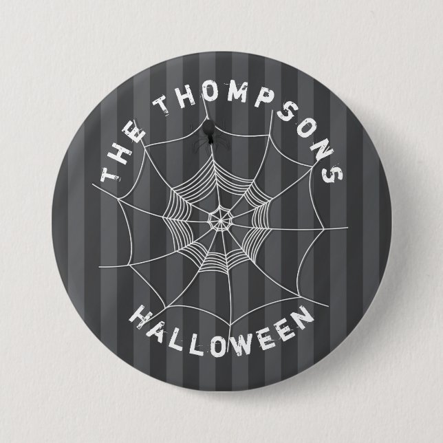 Spooky Spider in Spider Web Button (Front)
