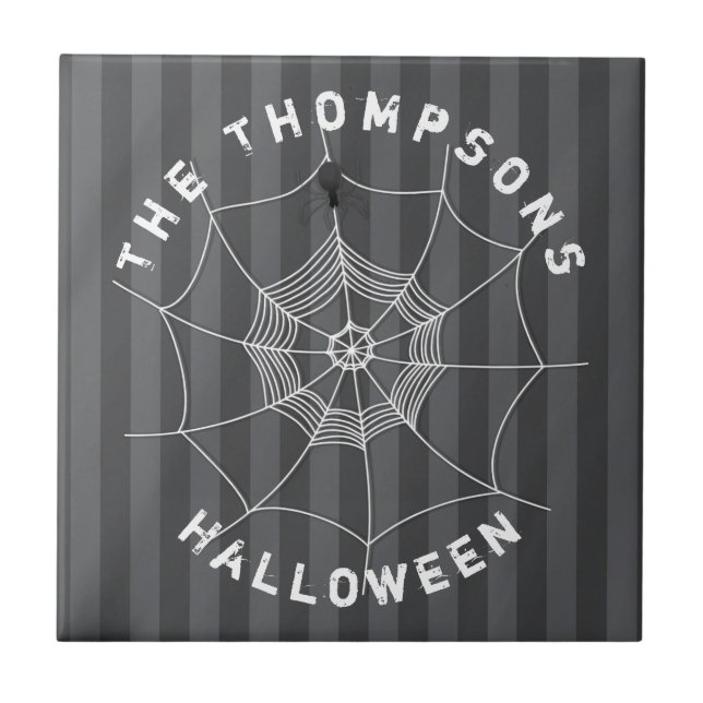 Spooky Spider in Spider Web Ceramic Tile (Front)