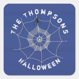 Spooky Spider in Spider Web Square Sticker