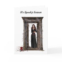 Spooky Spider Lady Halloween Greeting Card