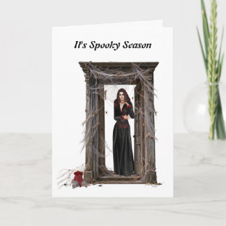 Spooky Spider Lady Halloween Greeting Card