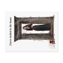 Spooky Spider Lady Halloween Invitation Postcard