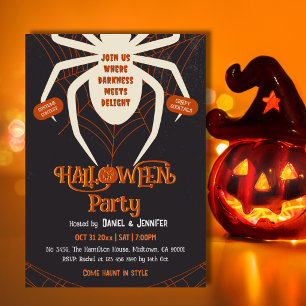 Spooky Spider Web Adult Halloween Costume Party Invitation