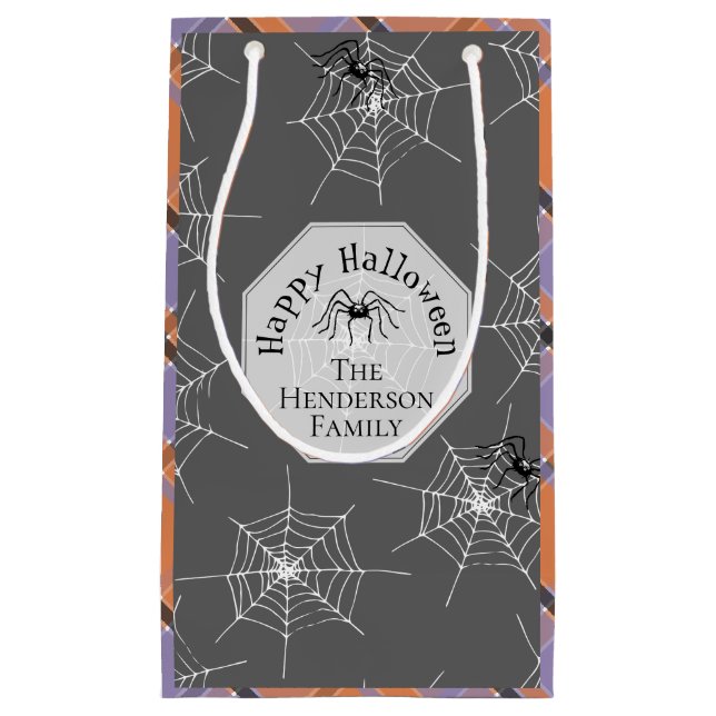 Spooky Spider Web Plaid Gift Bag (Front)