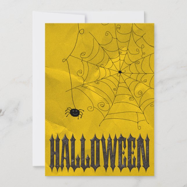 Spooky Spiders & Cobwebs Halloween Invitation (Front)