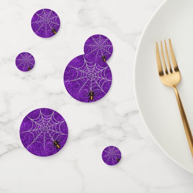 Spooky Spiders, Cobwebs & Purple Glitter Confetti (Group)
