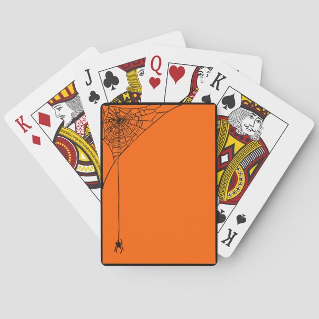 Spooky Spiderwebs Orange and Black Playing Cards (Back)