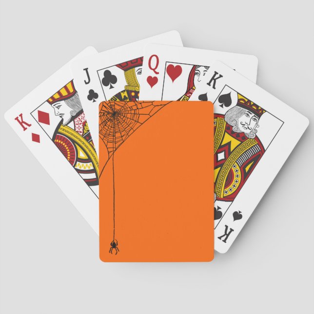 Spooky Spiderwebs Orange and Black Playing Cards (Back)