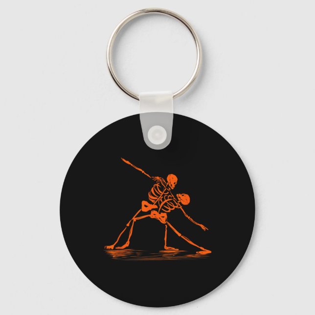 Spooky Spooktober Dancing Skeletons Meme  Key Ring (Front)