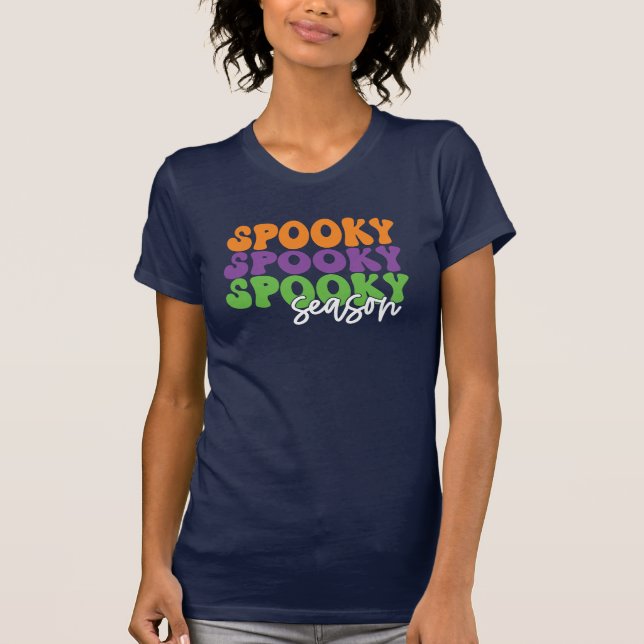 Spooky Spooky Season Retro Typography T-Shirt (Front)