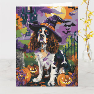 Spooky Springer Spaniel Halloween Witch Pumpkin  Card