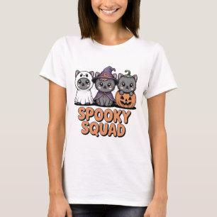 Spooky Squad Cute Halloween Cats T-Shirt   Kawaii 