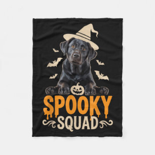 Spooky Squad Halloween Black Labrador Outfit For Fleece Blanket