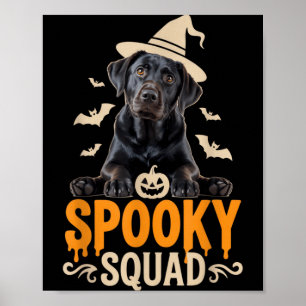 Spooky Squad Halloween Black Labrador Outfit For Poster