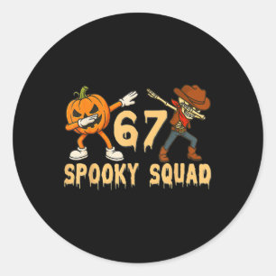 Spooky Squad Pumpkin 67 Halloween Meme 6 7 Numbers Classic Round Sticker