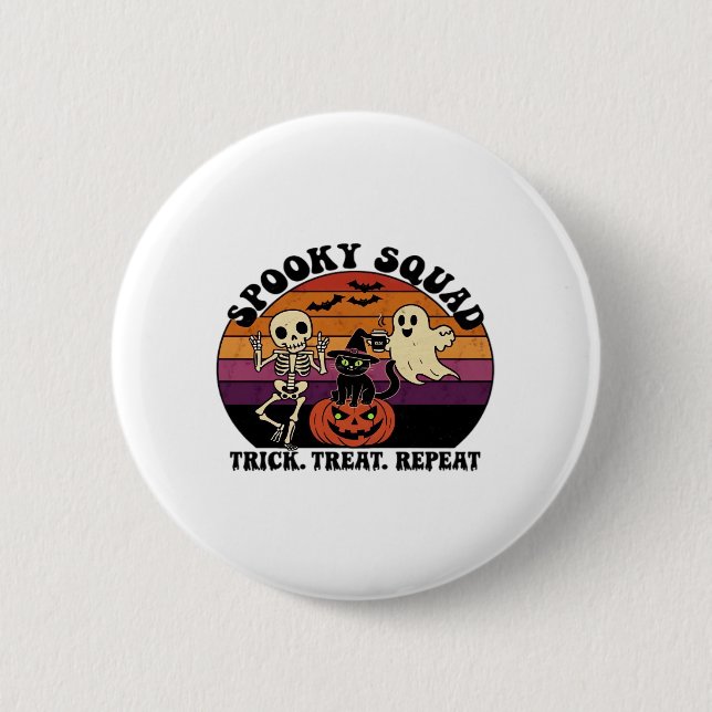Spooky Squad Retro Halloween Design (Black Text) � 6 Cm Round Badge (Front)