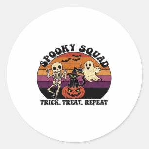 Spooky Squad Retro Halloween Design (Black Text) � Classic Round Sticker