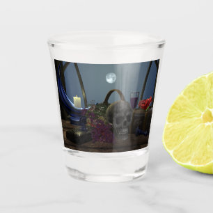 Spooky Still Life in Moonlight Shot Glass