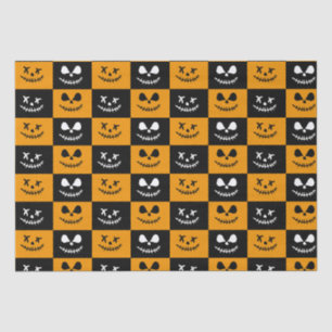 Spooky Stitch Face   Black and Orange Halloween Tissue Paper
