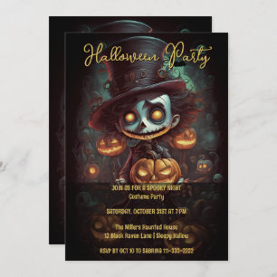Spooky Stitched Mouth Halloween Party Invitation