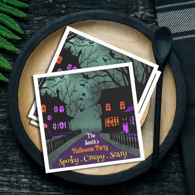 Spooky Street Custom Text Halloween Napkin (Creator Uploaded)