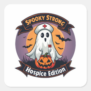 Spooky Strong Hospice Edition Halloween Nurse Square Sticker