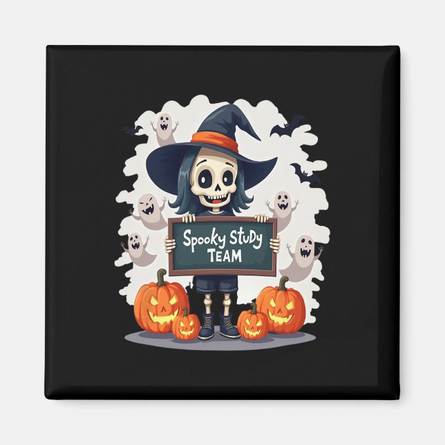 Spooky Study Team - Cute Halloween Skeleton Teache Magnet (Front)
